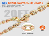 Ratchet Chain Binder 2PCS, 0.9-1.2 cm Heavy Duty Load Binders, with G80 Chains 5443 kg Secure Load V952-DLTJLLJQTYCBBHNAQV0