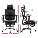 Artiss Ergonomic Office Chair Footrest Black OCHAIR-H-FZ28-BK