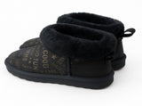 Womens Australian Sheepskin Wool Fur Mini UGG Ankle Boots in Gold Black - 7 V563-D2390-BLACK-7