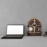 Sun Moon Crystal Display Stand 4 Shelves Natural Wooden Shelf Gothic Witchy Crystal Display Case for V1369-AZ3-W-15396