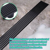 800mm Bathroom Shower Black Grate Drain w/Centre outlet Floor Waste V63-832911