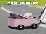 4-Wheel Dog Stroller with Sunshade Cover Collapsible Mesh Canopy Portable Pet Carrier for Outdoor V1107-CS-ZAILXA25