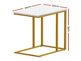 Artiss C Shaped End Table Set of 2 Coffee Table Side Table White & Gold FURNI-G-IND-COF-MB-WHX2