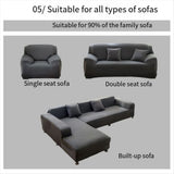 Sofa Cover for Corner L-Shaped Sectional Elastic Gray Pet Friendly Slipcover Armrest,3 Seater V1192-AZ-W-22324