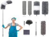 9 Pcs Microfiber Feather Duster Extendable Dusters for Cleaning with Extension Pole 30 to 100 V1192-AZ-W-31105
