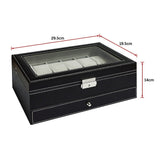 12 Grids Watch Display Case Leather jewellery Storage Box Organiser Lock Key V63-823711