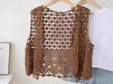 Women Vest Women's Knitted Hollow Vest Retro Crochet Cardigan for Summer Spring Autumn V1189-WXFWAL-20260319-01399