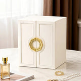 Pink 1 Large Faux Leather Jewelry Storage Box with 5 Drawers and Gold Handles - An elegant V1102-FPGSSSNH002
