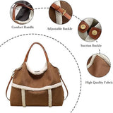 Women Suede Tote with Faux Lamb Wool Lined, Vintage Large Capacity Plush Shoulder Bag, for Work V1366-AZ2-W-11499