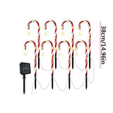 Set of 8 Cane Christmas Decorations Solar Energy Christmas Crutch Ground Lamp Outdoor Plug-in V1107-124-63472