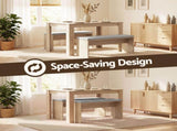 Artiss 3 Piece Dining Sets, 120cm Wooden Dining Table and 2 Upholstered Chairs Set, Space-Saving DSET-TAB120-BEN90-WD