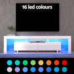 Artiss TV Cabinet Entertainment Unit Stand RGB LED Gloss Furniture 200cm White FURNI-L-LED-GS-TV200-WH-AB