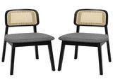 Levede 2x Dining Chair Wood Rattan Armless Black CH1144-2-BK