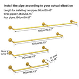 Vintage Gold Wall-Mounted Clothes Rack Strong Metal Garment Hanging Rail V767-JJ-ZZ183-GLD