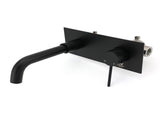 Matt Black Round Basin Mixer Bathtub Wall Mounted Faucet Tap Laundry Spout Set V1233-KRD301B