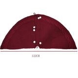 Festive Knit Christmas Tree Skirt - Acrylic Red Tree Mat with Pom-Poms 122cm V888-ELOSUNG38158