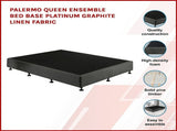Palermo Queen Ensemble Bed Base Platinum Graphite Linen Fabric V63-823161