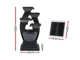 Gardeon Solar Fountain Water Feature Outdoor Fountain Indoor 5-Tier Bowl Cascading Grey FOUNT-MUSHROOM-5LVL-BK