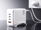 Devanti USB C Charger 100W Fast Charger 4 Port GaN Desktop Station White UCC-100W-WH