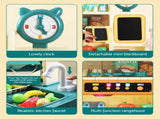 Keezi 2 Piece Kids Pretend Kitchen Playset Water Toys Fishing Game Food Play PLAY-KITCHEN-SINK-GN