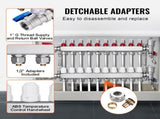 10-Branch Heat Manifold, 1/2" PEX Tubing Manifold, Stainless Steel PEX Manifold for Hydronic V952-DRFSQBXG10HL1S697V0