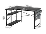 Levede L-shaped Gaming Computer Desk Corner Table Home DH1057-BK-AU
