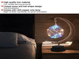 Glass Ball Moon Iron Art Decoration Night Light with LED Copper Wire Lamp without Battery V1294-YM0901-ZM03105