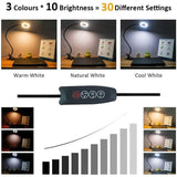 7W USB Clip Desk Lamp 48 LEDs 3 Colors 10 Brightness Levels Black V1188-MS-527-014