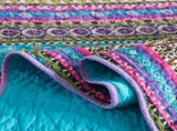 100% Cotton Violet Lagoon Floral Stripe Coverlet Bedspread Set V745-MMPAC06193Q13U