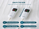 Heated Pad - Bedding Electric Blanket with 9 Heat Setting & 9-Hour Auto Off, Heated V1317-HB-DRT-AUQ