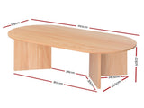 Artiss Coffee Table Oval 110CM Pine Alva FUR-U-COF-01-WD