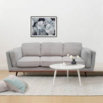 3 Seater Sofa Beige Fabric Modern Lounge Set for Living Room Couch with Wooden Frame V43-SOF-YOKBG3S