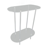 Clear Side Table Acrylic 2 Tier Oval Modern Detachable Nightstand End Table for Living Room Office V1294-YM0901-3116240024711