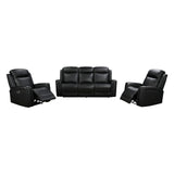 3-1-1 Seater Electric Leather/PVC Black Recliner Set V43-SET-FNX-3R-1R-1RBL