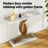 Artiss Console Table Marble Effect White&Gold FUR-Z-CST-01-MBWH