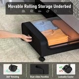 Black Square Under-Bed Storage Rack with Wheels Sturdy Easy to Move for Bedroom AU V201-QHGMMOREONE043