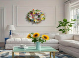 spring rainbow tulip wreath, hanging decor, home decoration, floral wreath, butterfly decor, V1102-112-83569-RBW-45CM