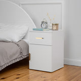 PORTO BEDSIDE TABLE - WHITE - SLIM - OVAL BRASS V164-ECS13WFTB05G