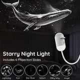 Portable USB Galaxy Night Light Projector with 6 Projection Films - Touch-Controlled Rotating Starry V888-ELOSUNG49883