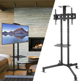 32-72" Rolling Tv Stand Mount W Dvd Storage Top Shelf Tv Bracket Trolley Casters V767-U-890A