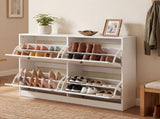 Levede Shoe Cabinet 4 Flip Drawers Vertical Storage Rack Organiser Entryway EA0292-WH-4-AU