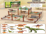 DIY Jurassic Theme Park Building Set for Kids, Creative Dinosaur Arena Toy with Realistic Dinosaurs V1341-ZY-43VALZ7M-137PCS-GREEN