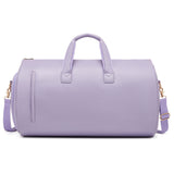 Purple PU Leather Travel Duffel Bag - Large Capacity Waterproof Suit Bag with Shoe Compartment V888-ELOSUNG11571