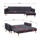 Sarantino Linen Fabric Corner Sofa Bed Couch Lounge w/ Chaise D.Grey SOFA-6912-LNN-DGY