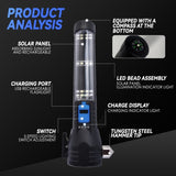 Brillar 150 Lumen Solar Power USB rechargeable Multifunction Trekking Torch V915-BR0113