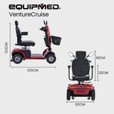 EQUIPMED VentureCruise Mobility Scooter, S-XXL comfortable size for all riders, 30km Max Range, V219-HELMBUEQ5RDA