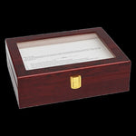 10 Grids Wooden Watch Case Glass Jewellery Storage Holder Box Wood Display V63-824611