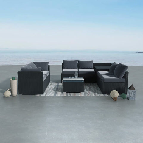 8PCS Outdoor Furniture Modular Lounge Sofa Lizard-Black V264-OTF-509S-BLK