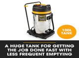 UNIMAC 100L 2400W Wet and Dry Vacuum Cleaner, Heavy-Duty Dual Copper Motors, Accessory Set, for V219-TOLWDVUM10SA