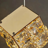 BAMDECOR LT02 12 Hanging Crystal Cube Chandelier LED Chandelier for Dining Room, Luxury Dimmable V255-BAM-LT02-12H-GOLD